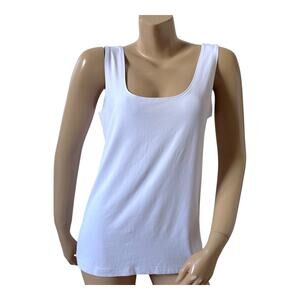 Jillian Nicole White Stretch Tank Top Womens L Made In USA Nylon Spandex Basic
